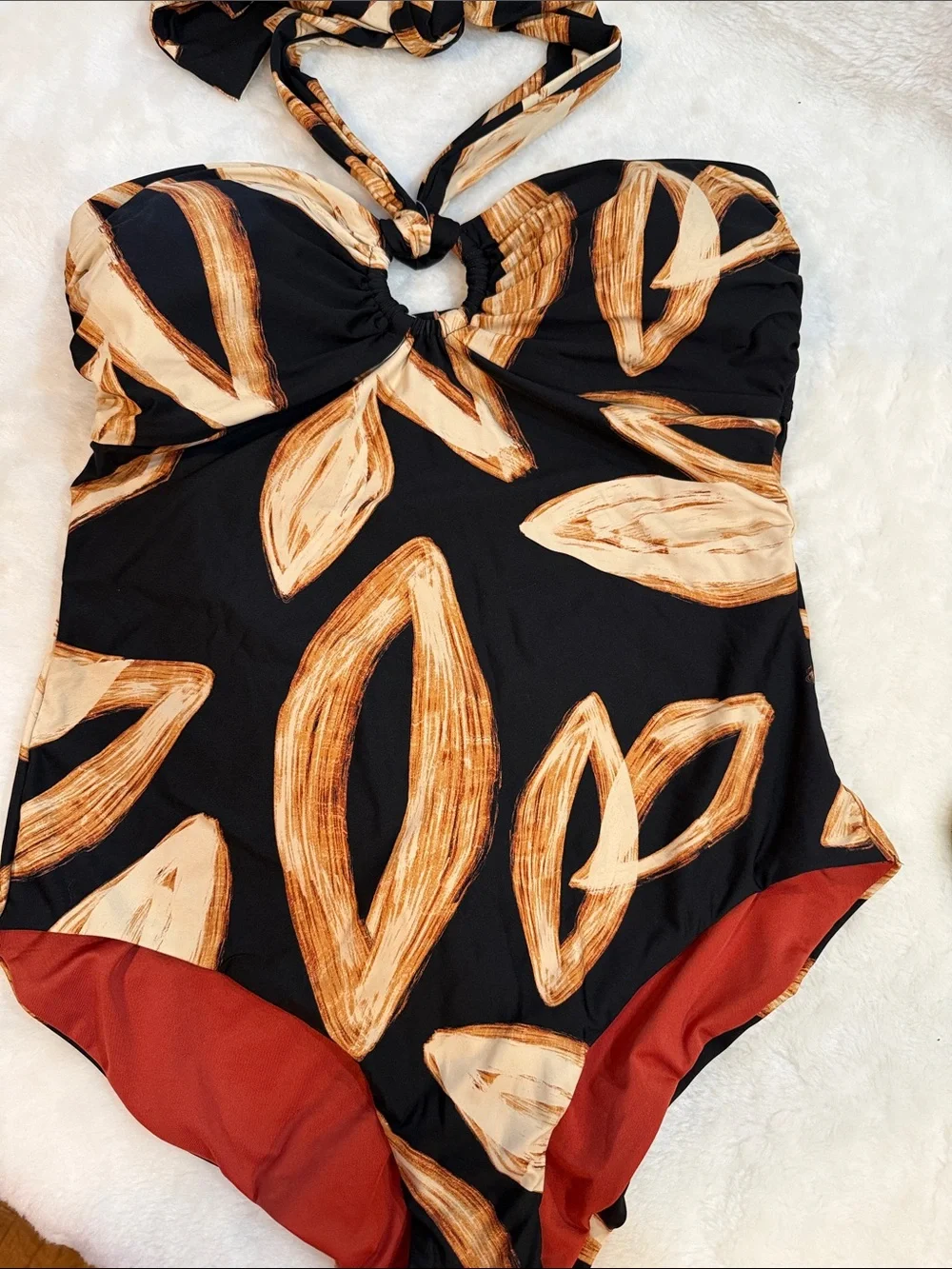 🖤🤎 NWT - DKNY One-Piece Swimsuit XL NWT Halter Tummy Control Designer Swimwear - Picture 1 of 6